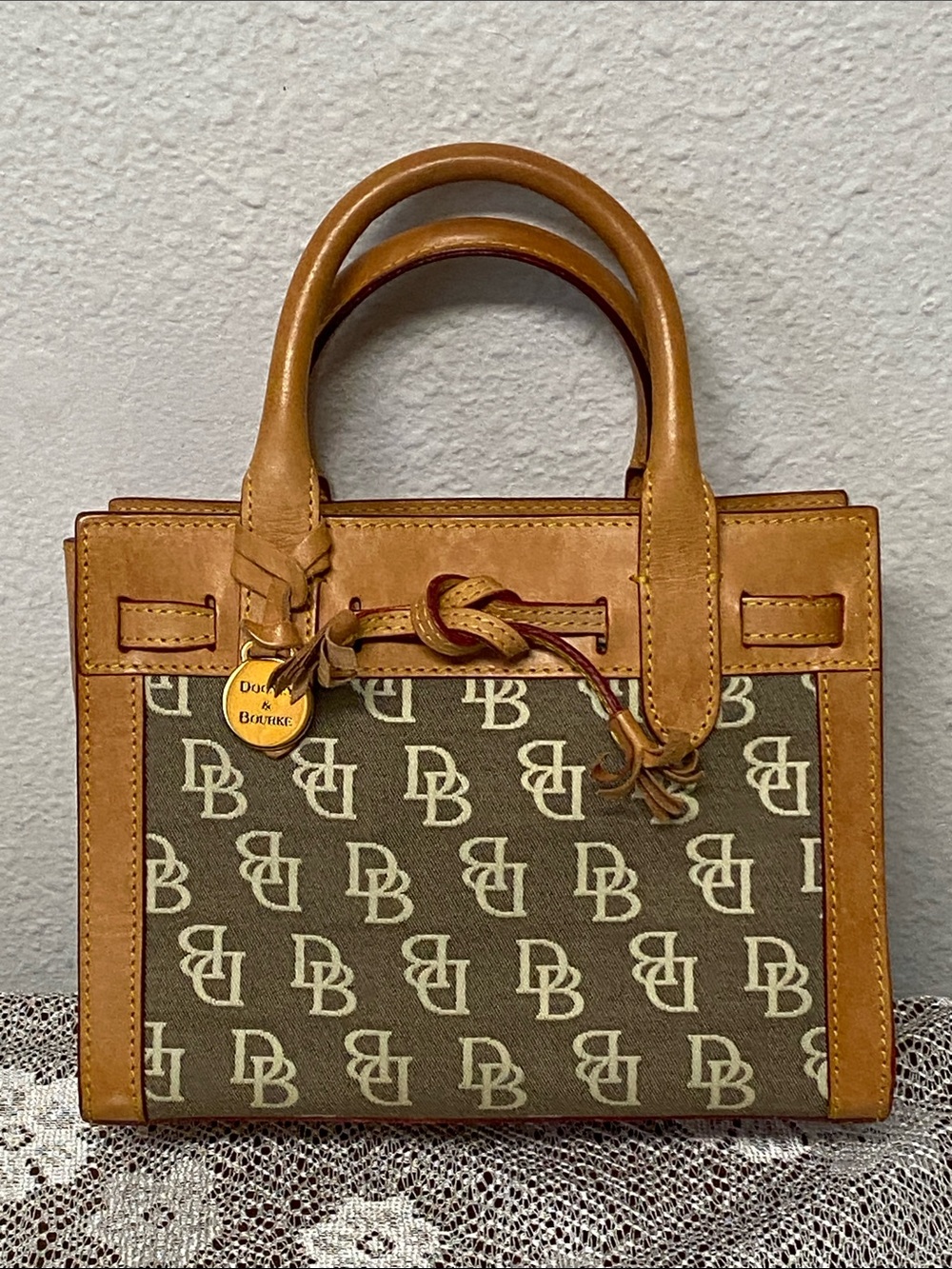 Dooney & Bourke ALTO Mini Tassel Tote Signature Canvas & Leather Made in Italy